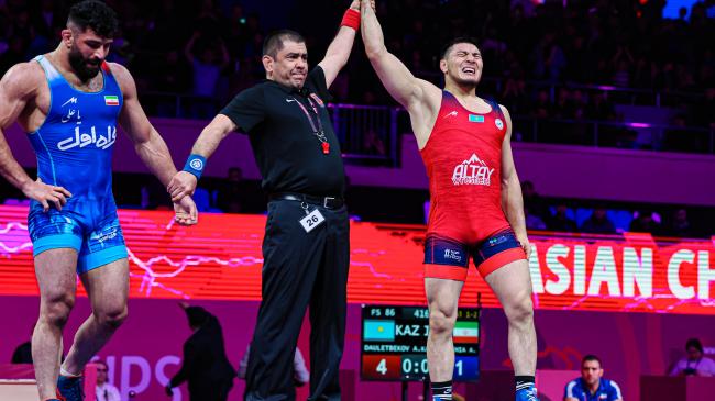 Dauletbekov settles score with Karimi to win Asian 86kg gold