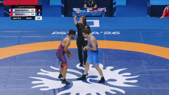 Shahin Eidimohammad BADAGHIMOFRAD (QAT) vs. Yuksel SARICICEK (TUR) | 2026 Senior World Championships | Quarter Final | GR 82Kg