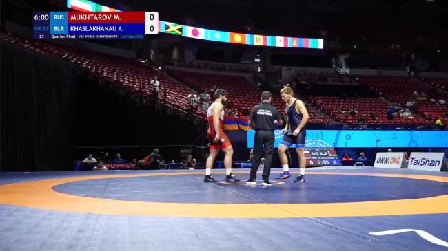 Magomed MUKHTAROV (RUS) vs. Abubakar KHASLAKHANAU (BLR) | 2026 U23 World Championships | Quarter Final | GR 97Kg