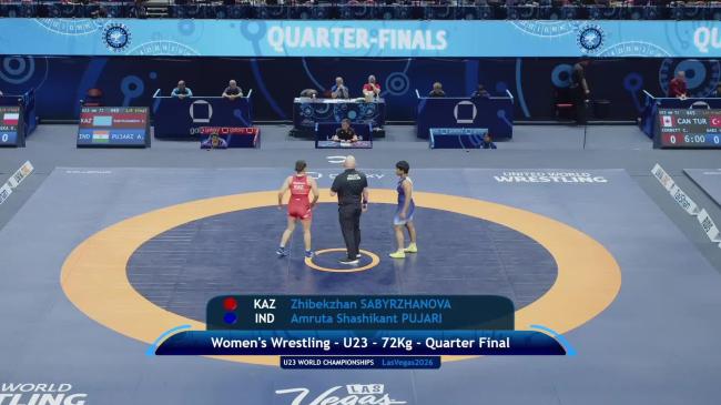 Zhibekzhan SABYRZHANOVA (KAZ) vs. Amruta Shashikant PUJARI (IND) | 2026 U23 World Championships | Quarter Final | WW 72Kg