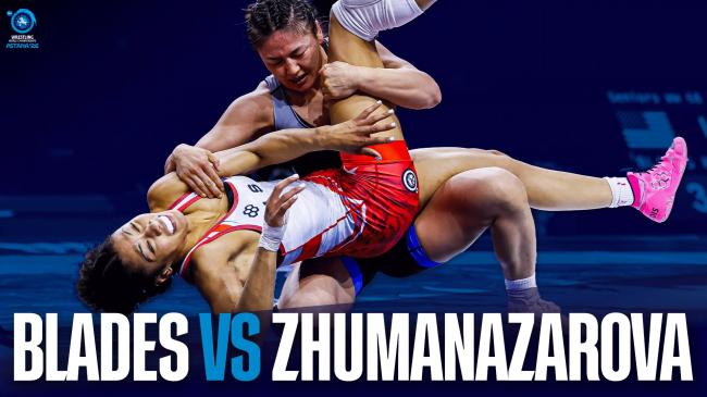 BLADES was leading… then ended up on her BACK! 😱 ZHUMANAZAROVA’s stunning pin! | 2026 Worlds