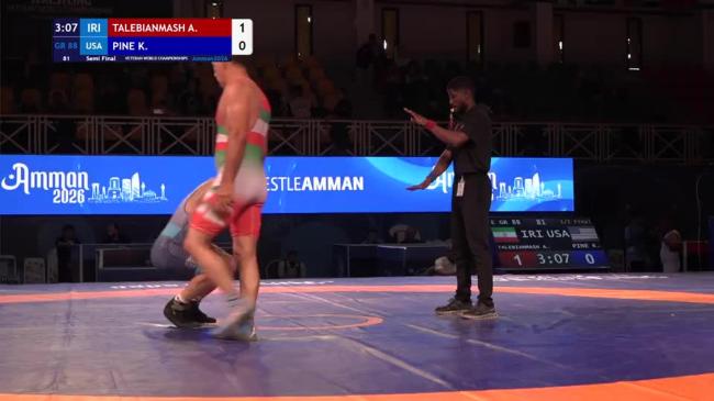 Alireza Mohammadmahdi TALEBIANMASHHADI (IRI) vs. Kevin Robert PINE (USA) | VETERAN WORLD CHAMPIONSHIPS 2026 | Semi Final | GR 88Kg