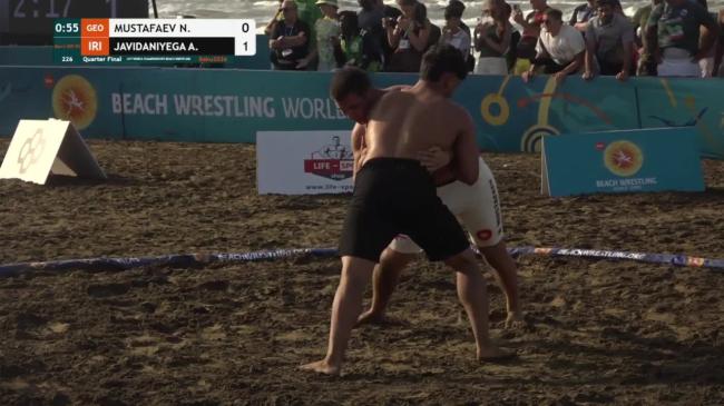Nuradin MUSTAFAEV (GEO) vs. Amirsaleh Ali JAVIDANIYEGANEH (IRI) | U17 BEACH WRESTLING WORLD CHAMPIONSHIPS 2026 | 1/4 Final | MEN'S BW 90Kg