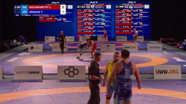 Zhaxylyk MOLDAKHMETOV (KAZ) vs. Takuya HIGUCHI (JPN) | VETERAN WORLD CHAMPIONSHIPS 2026 | B | Round 3 | FS 130Kg